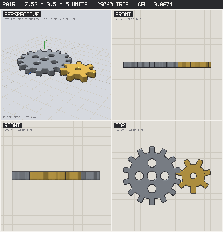 gear, contact sheet