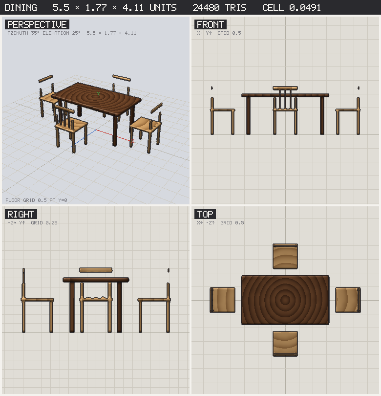 table, contact sheet
