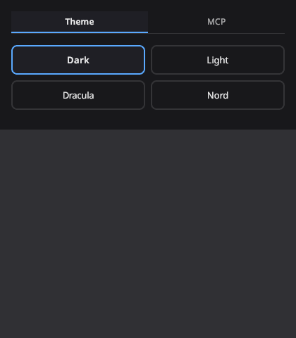 Settings theme tab